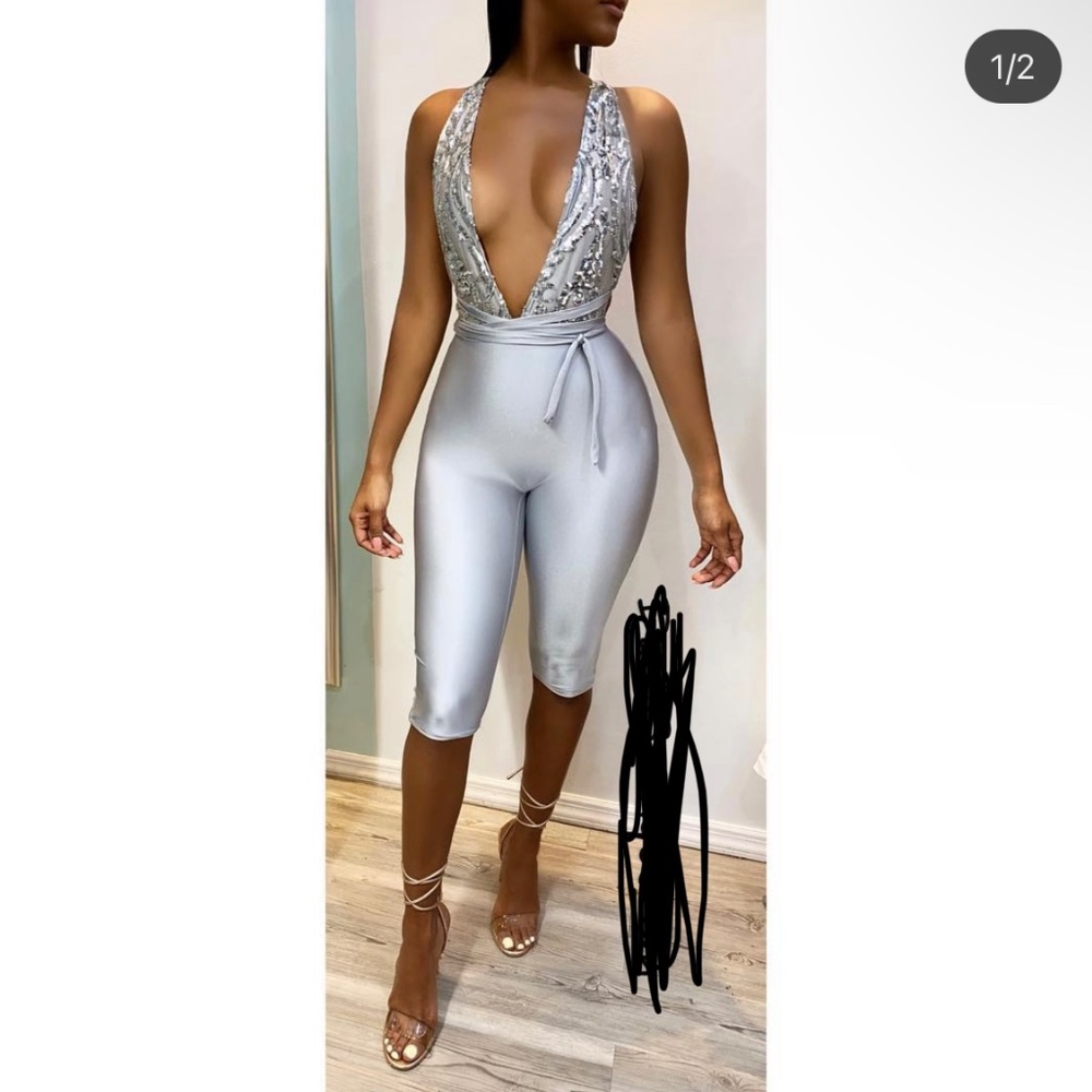 Sliver sequin bodysuit